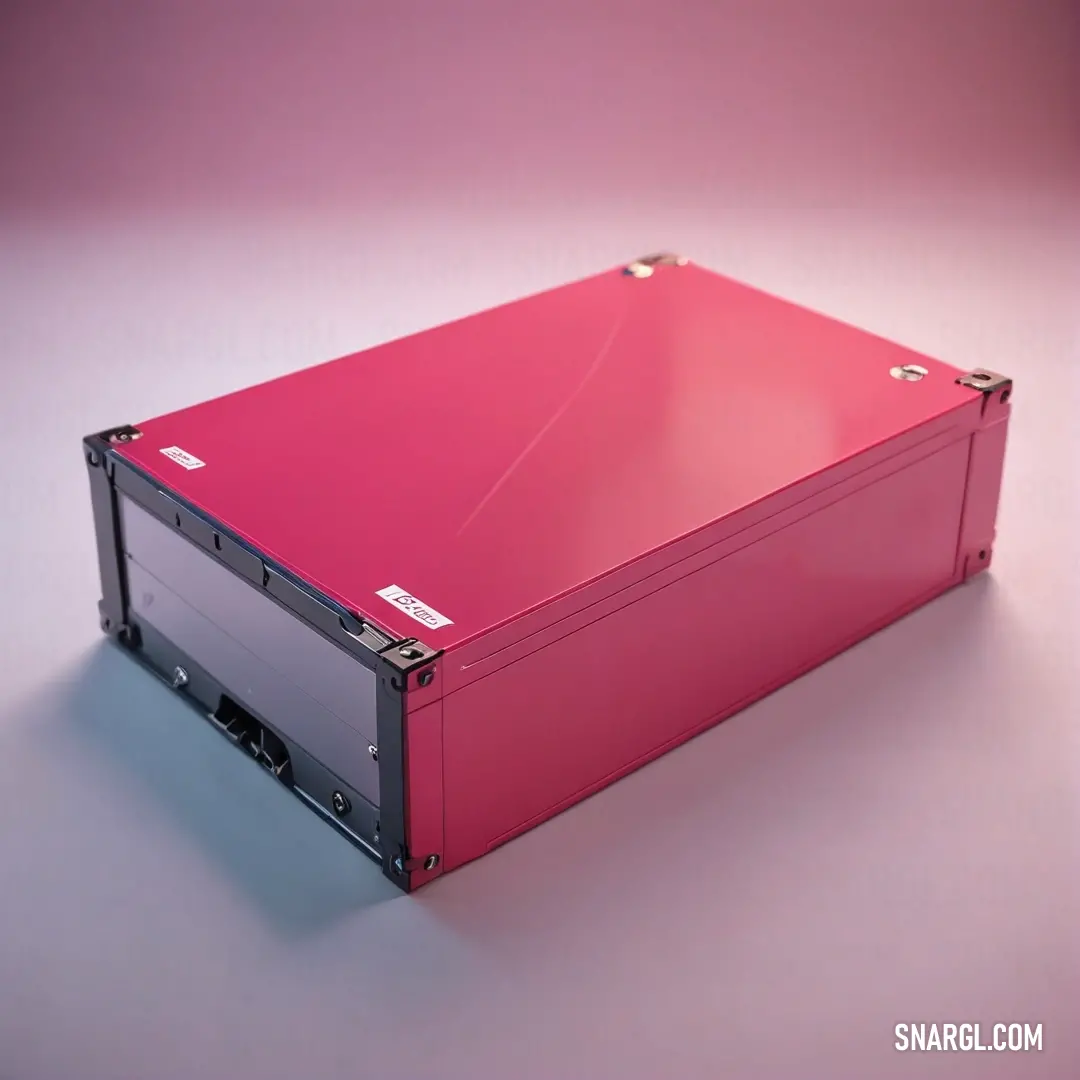 A charming pink box with a stylish metal handle rests elegantly on a pristine white surface, set against a subtle pink backdrop that exudes simplicity and grace, inviting admiration for its design.