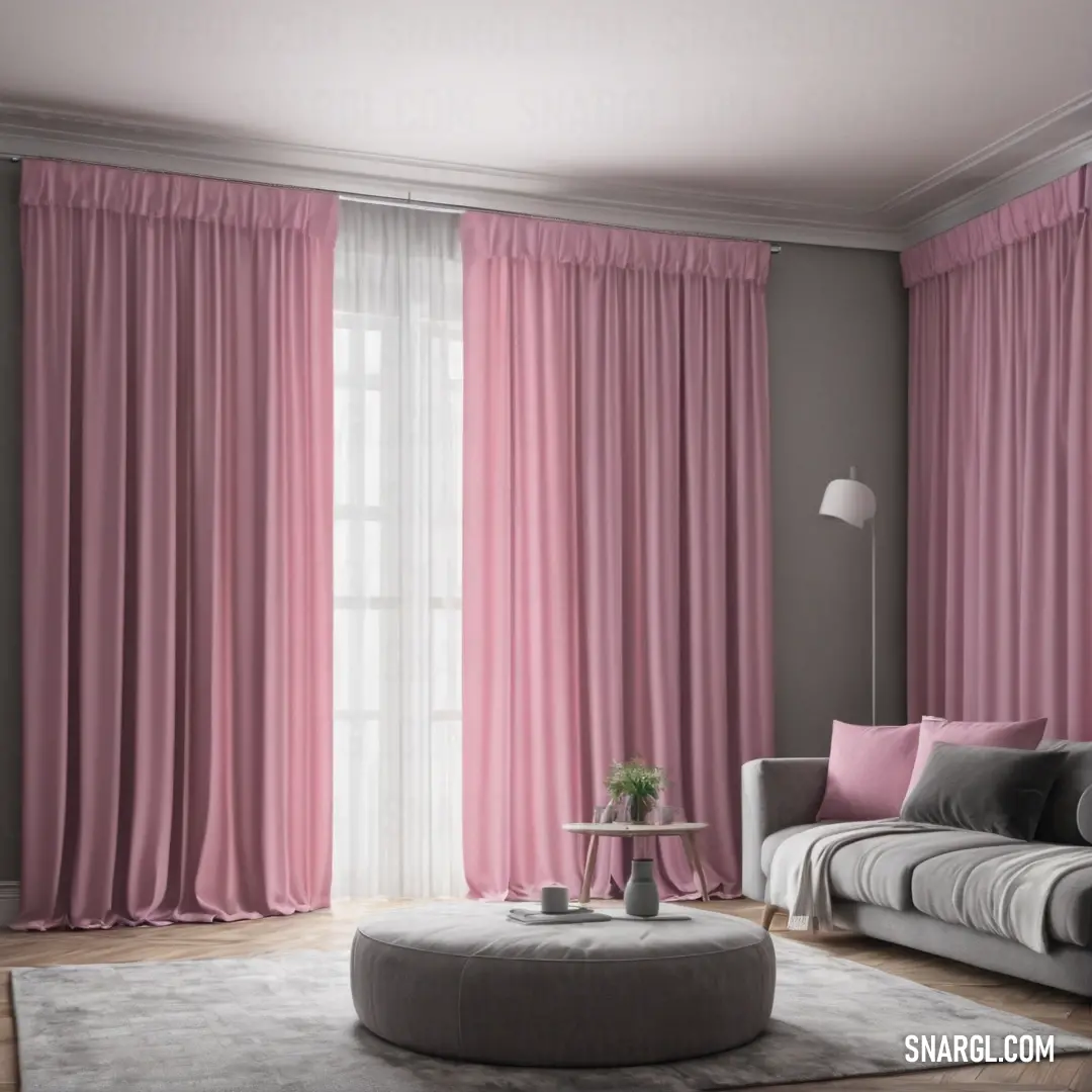 Ruddy pink color example: Living room with a couch, chair