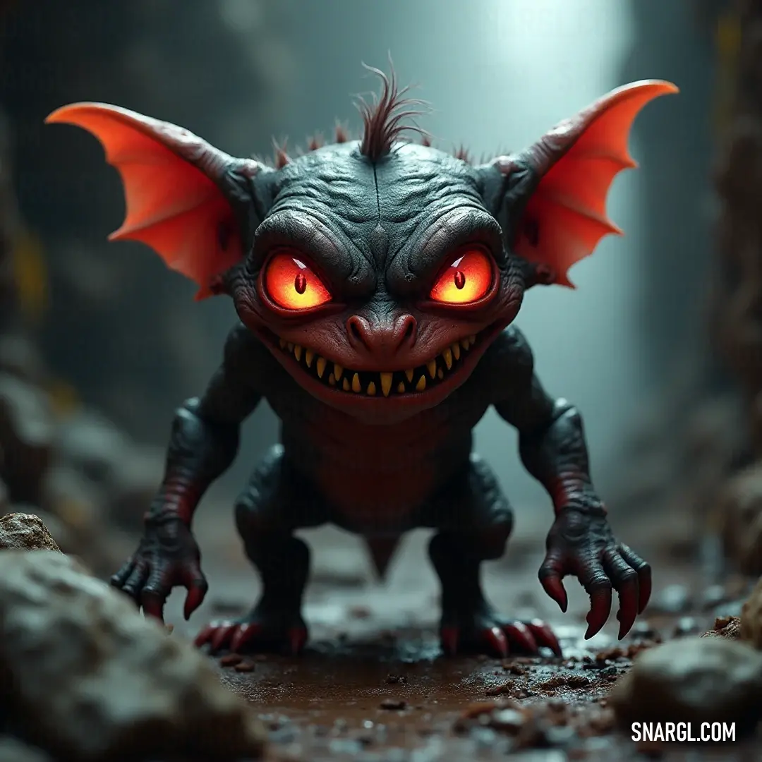 An eerie close-up of a toy featuring a creepy face and glowing red eyes against a shadowy background, creating a captivatingly mysterious atmosphere. A haunting close-up of a toy with a creepy face and piercing red eyes, dramatically lit against a dark background, invokes a mysterious aura that captivates the viewer, stirring curiosity mixed with an eerie allure.