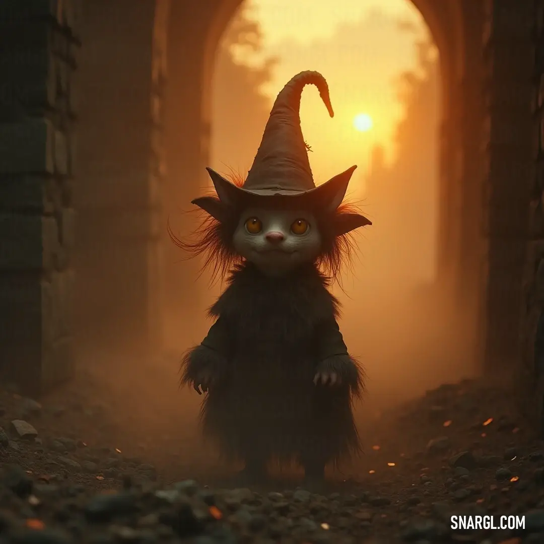 Rumpelstiltskin, the whimsical trickster, radiates confidence in a sunlit tunnel, a symbol of his mischievous spirit and adventurous heart. Rumpelstiltskin, with an eccentric hat and a mischievous tail, stands defiantly in a sunlit tunnel, his presence commanding attention as he prepares to embark on a whimsical yet treacherous adventure.