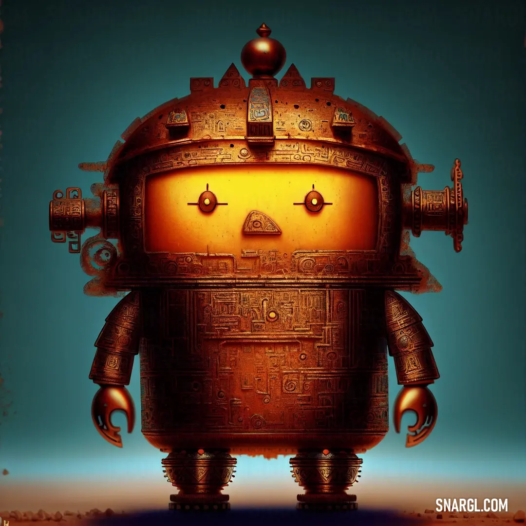 Robot with a yellow light on its face and a blue background