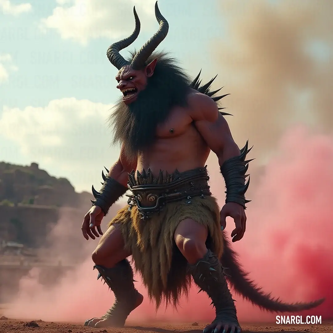 A fearsome Ryu Demon, adorned with imposing horns and a dramatic beard, captivates with a stunning outfit that radiates power and intimidation, surrounded by an aura of dark mystique and ancient energy. A daunting Ryu Demon with menacing horns and a fierce beard stands proud in an exquisite costume, his formidable presence enhanced by a striking horned headpiece, set against a backdrop alive with ominous energy.