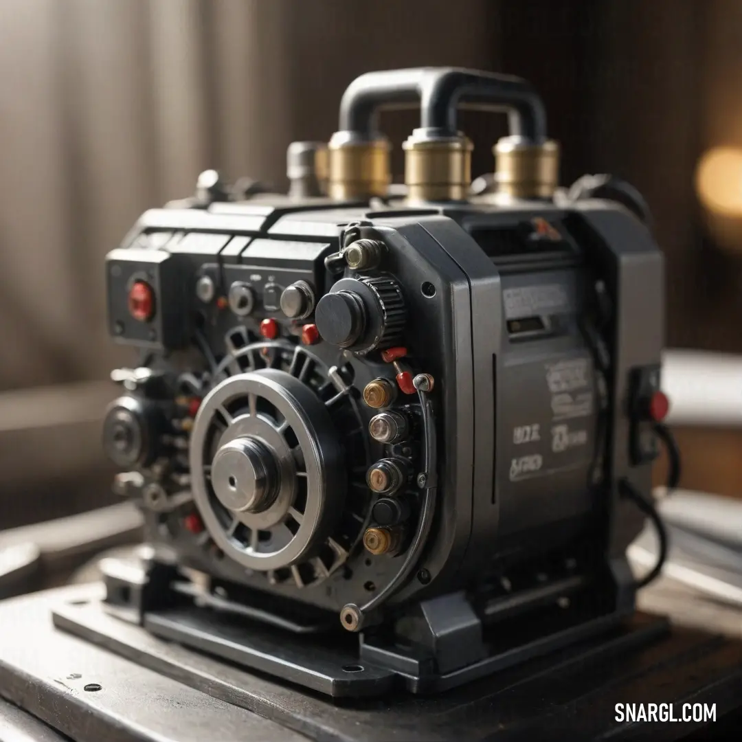 A mesmerizing close-up of a sleek camera placed on a polished table, framed by a softly blurred background that emphasizes its elegance and sophisticated design.