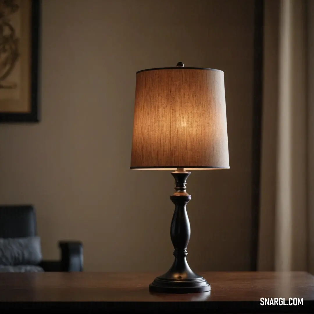 A lamp enveloped in warm saddle brown tones illuminates a cozy room, complemented by a simple chair lingering in the background. This serene atmosphere invites relaxation and reflection, perfect for unwinding after a long day.