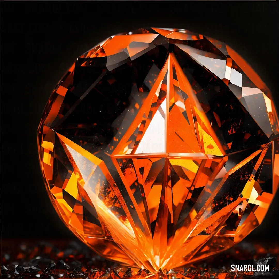 Very big orange diamond on a black background with a black background behind it