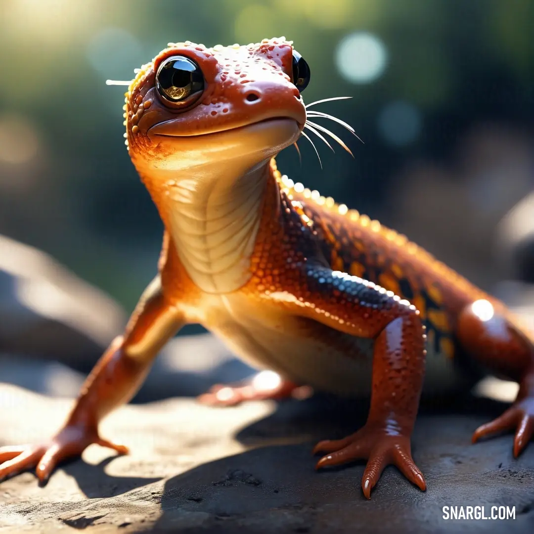 Close up of a lizard on a rock with a blurry background