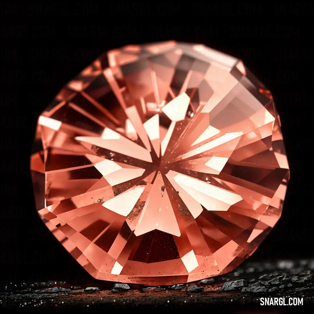 Salmon color. Pink diamond on a black surface
