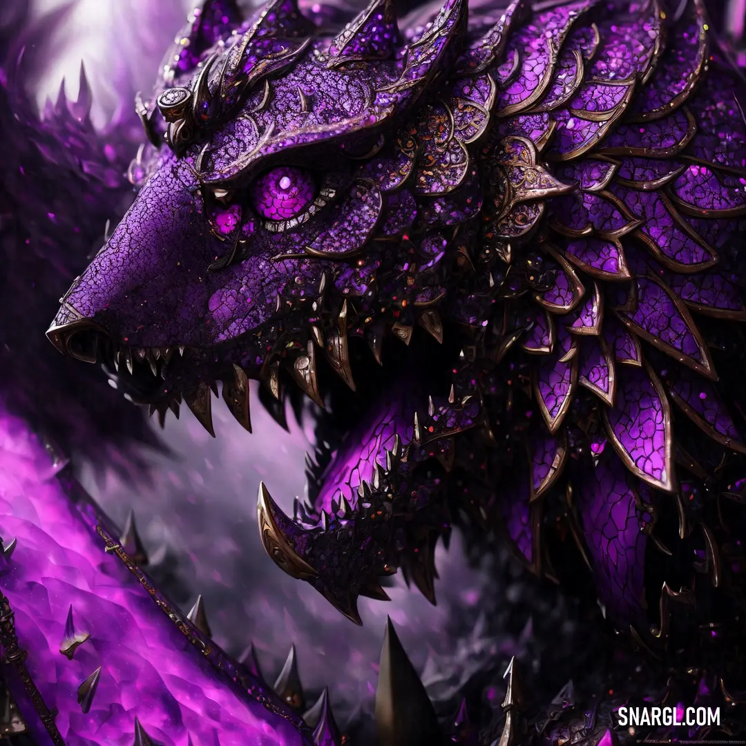 Purple dragon with spikes on its head and eyes