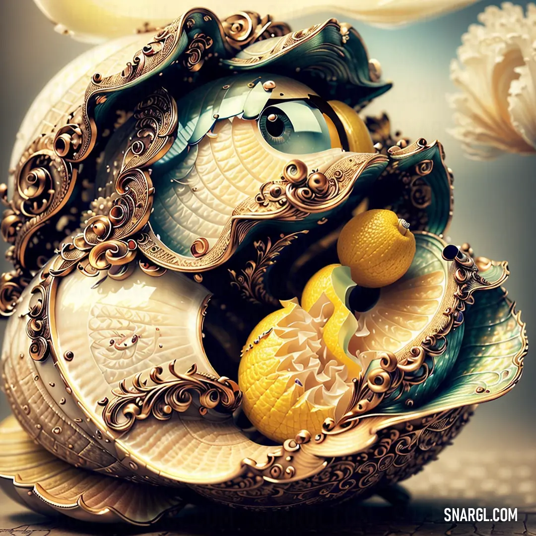 Decorative bird figurine with a lemon in its beak