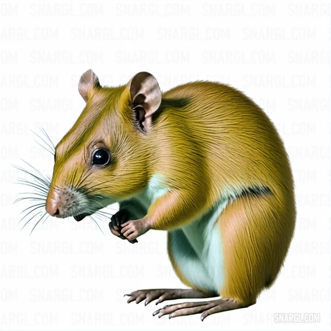 Sand color example: Mouse is standing on its hind legs and looking at the camera