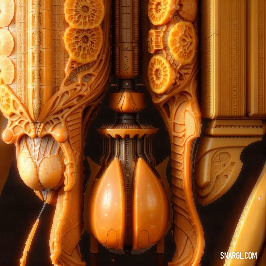 Sandy brown color example: Close up of a clock with a decorative design on it's face and a window with a curtain