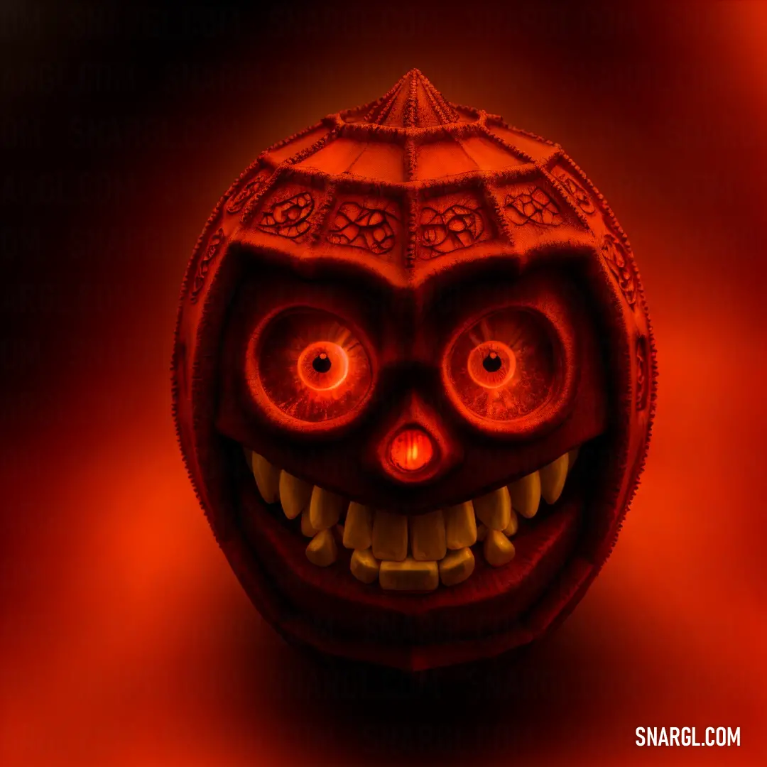Creepy pumpkin with a red light on it's face and eyes. Example of CMYK 0,86,100,0 color.