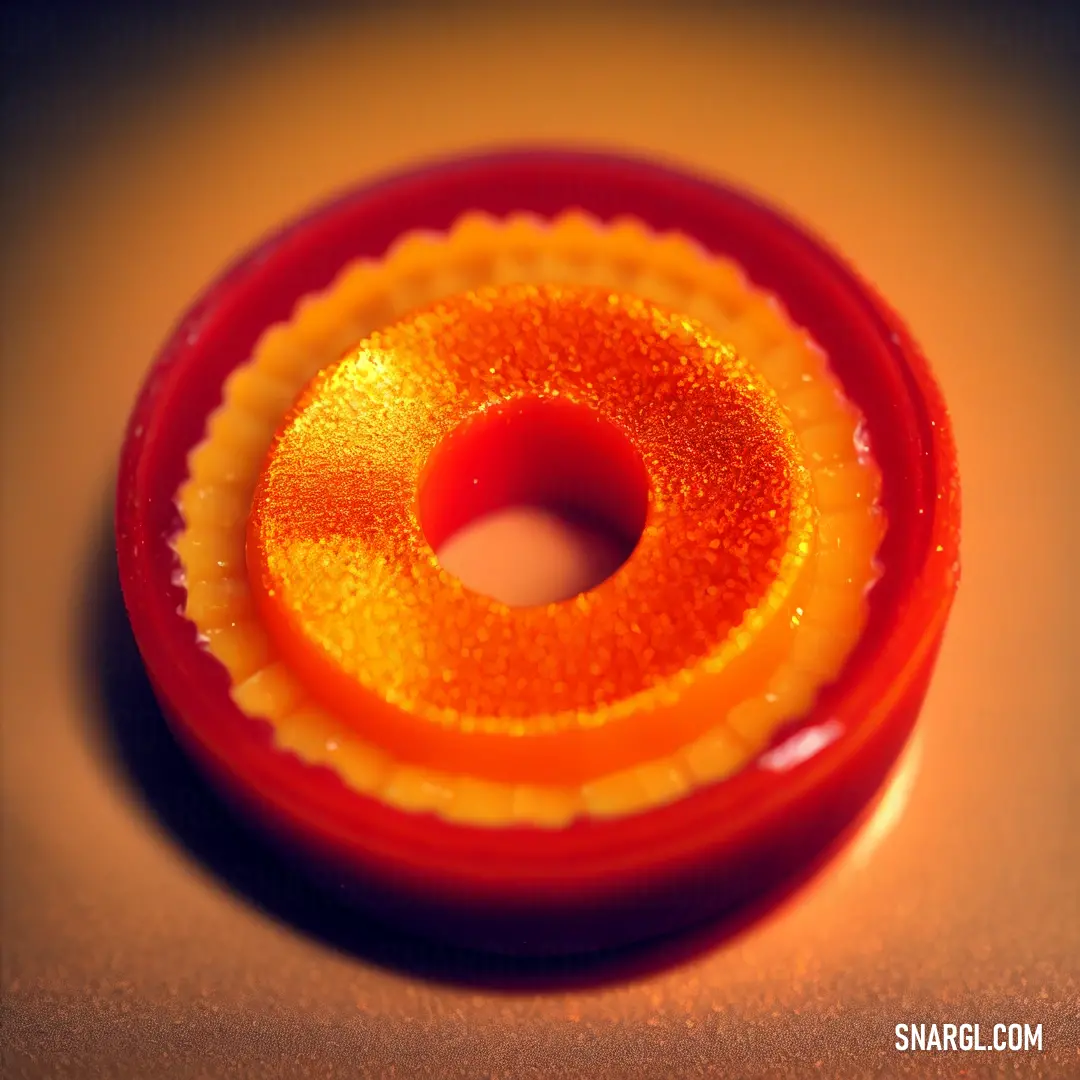 Scarlet color example: Red and yellow object on a table top