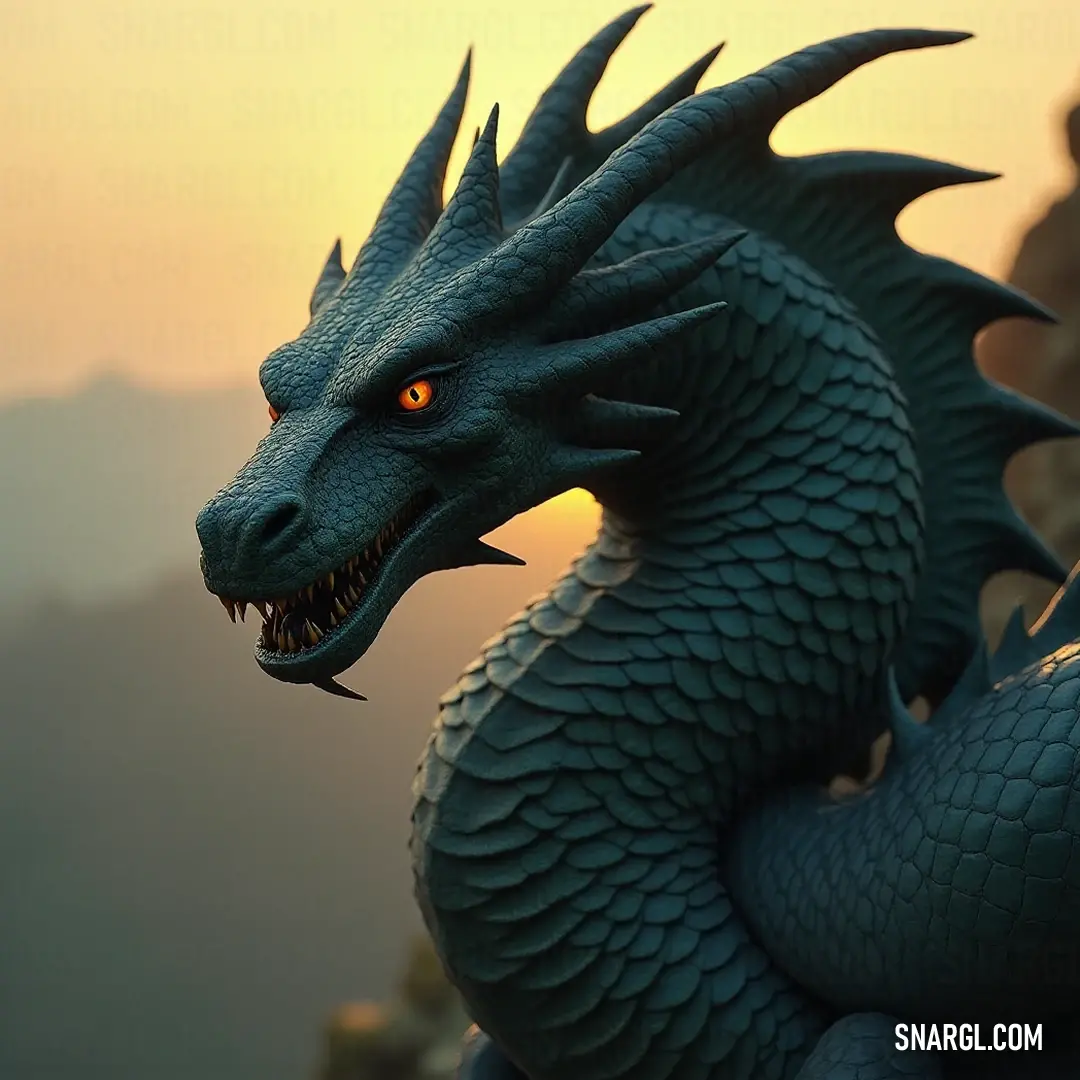 With striking orange eyes, this enchanting serpent beast stands boldly in the shadow of majestic mountains, embodying the fierce beauty of the wilderness. A mesmerizing serpent beast with fiery orange eyes looms majestically against a backdrop of towering mountains, blending seamlessly into its rugged surroundings as it commands both awe and respect.