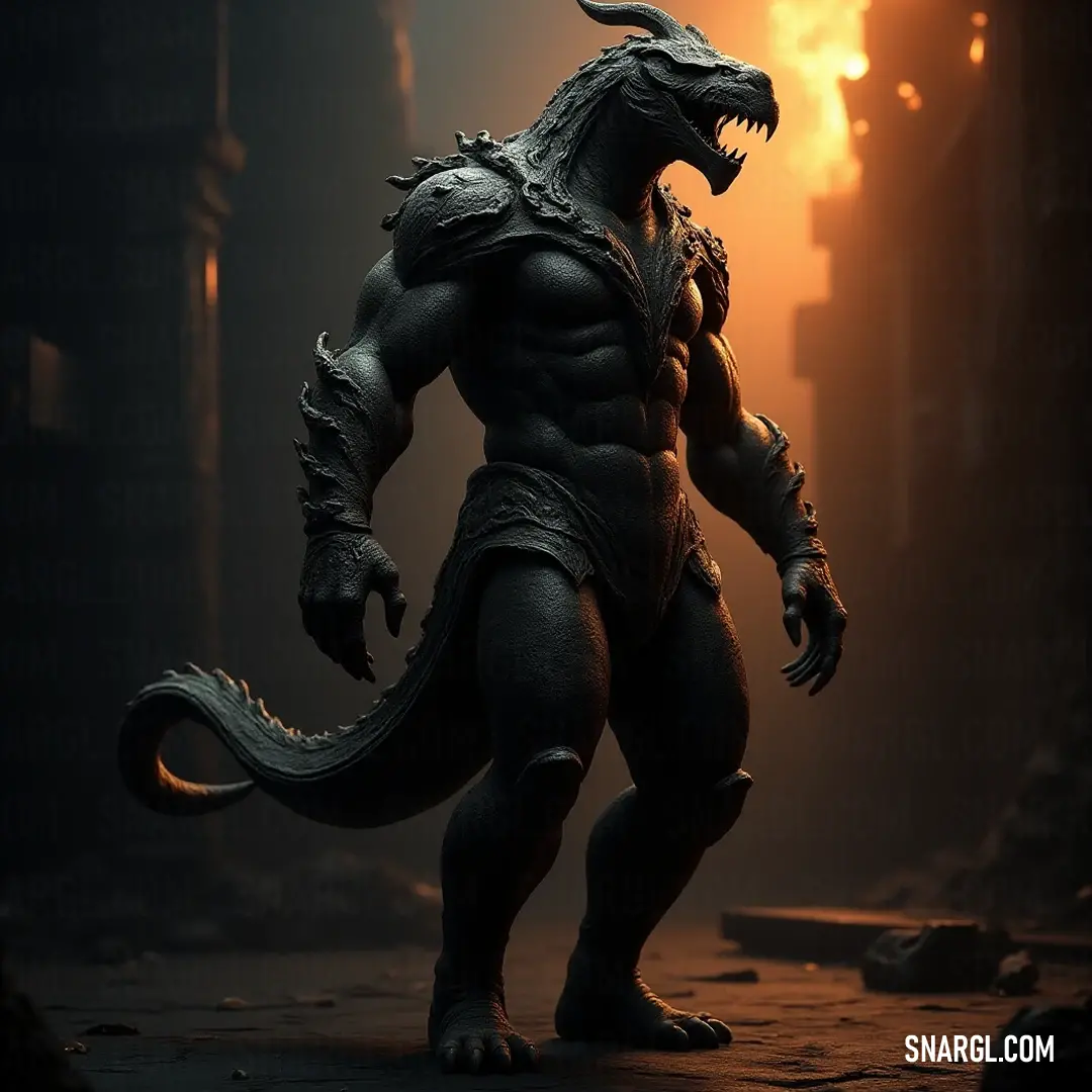 In a sinister chamber illuminated by an ethereal light, a Godzilla-like Serpent Knight looms, its scales glistening ominously as it prepares to strike, merging the myths of ancient beasts with the thrill of the unknown.