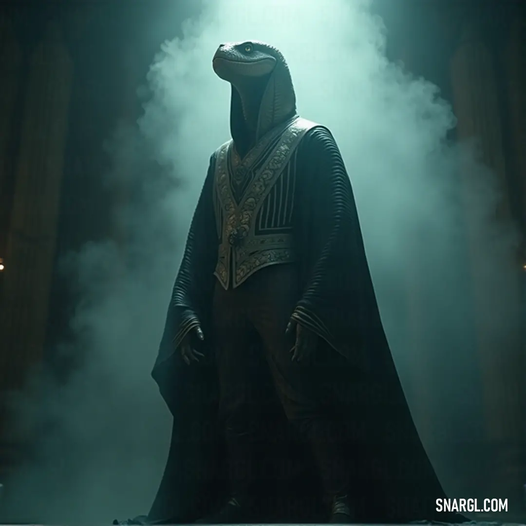 A Serpent Shaman in ceremonial dress stands in a misty room. A glowing light on his head illuminates the mystical aura surrounding him. A Serpent Shaman, adorned in ceremonial attire, stands in a foggy room with a glowing light above his head. The soft glow adds an ethereal quality to the atmosphere, hinting at the Shaman’s mysterious powers.