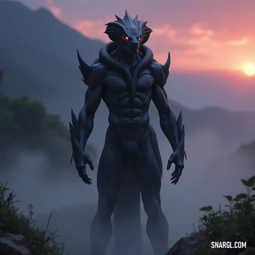 A mesmerizing scene capturing a figure enveloped in fog at sunset, radiating a mysterious glow in the eyes, with breathtaking mountains framing this surreal experience as day transitions into night. A captivating figure stands amidst a mystical fog at sunset, eyes glowing with a supernatural intensity, framed by majestic mountains that create an ethereal backdrop, enhancing the allure of the scene.