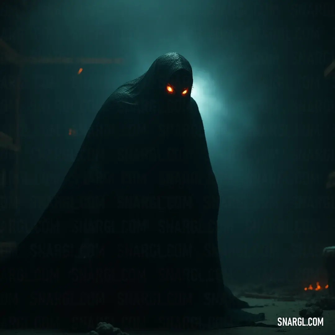A revered figure with striking green eyes stands amidst darkness, backlit by the warmth of fire's glow. A dark-skinned figure, regal in presence, stands barefaced within a shadowy chamber, illuminated by a flickering fire that dances ominously in the backdrop.