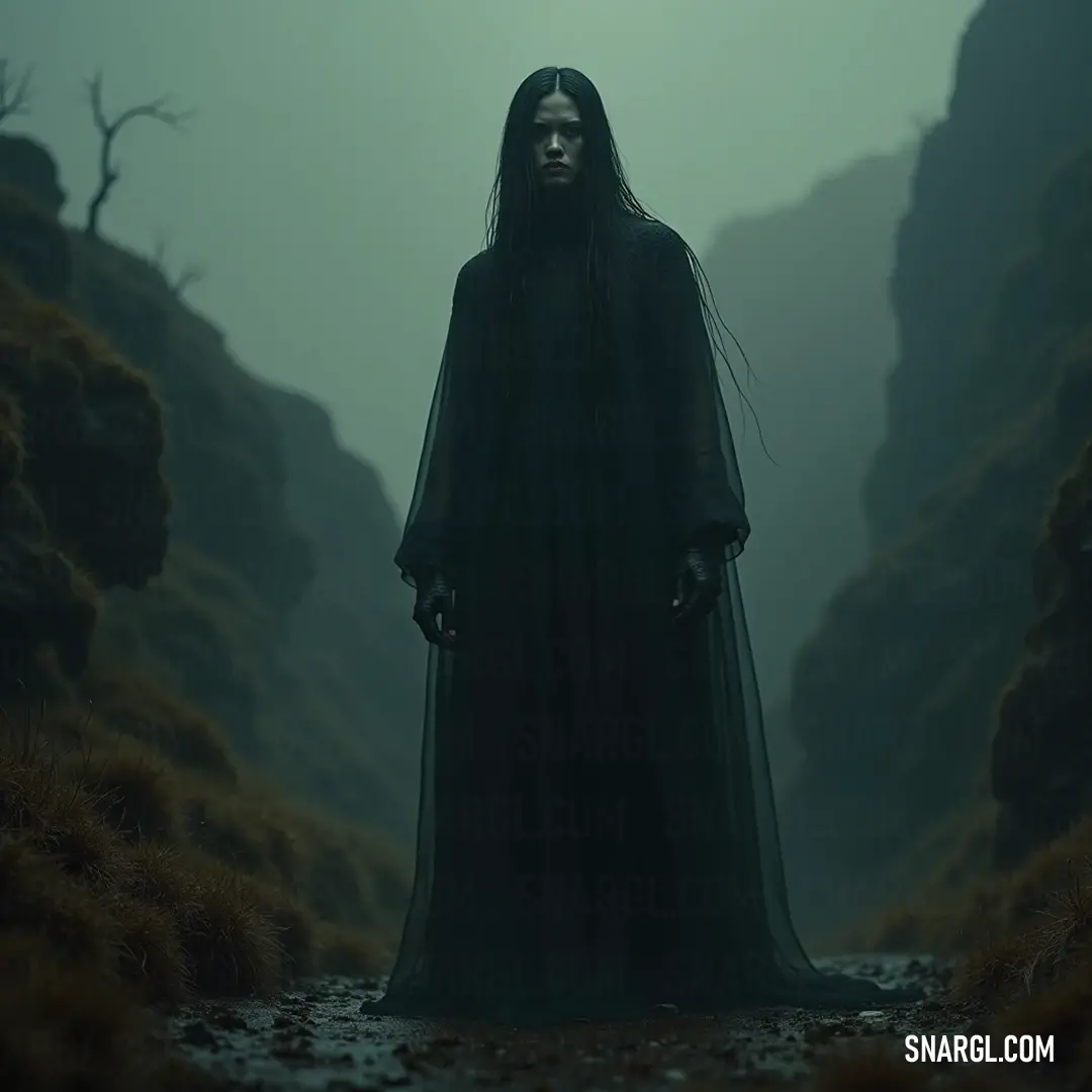 Enigmatic Shade in a black gown in a foggy forest, inviting lost souls into the depths of the mystical woodlands. Shrouded in a flowing black gown, a mesmerizing Shade stands amidst the darkness of a fog-cloaked forest. The dim light casts an ethereal glow around her, revealing a figure that seems to beckon lost souls into the deep woods, where mystery awaits.