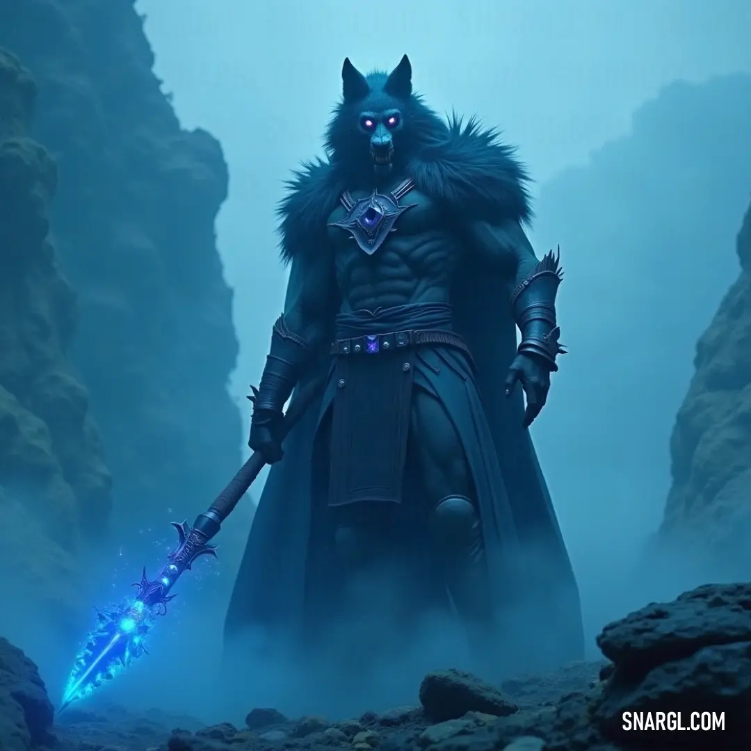 Silas in a dark outfit holds a glowing blue lightsaber in a cave, with rocky walls and a distant mountain visible in the background. Silas, cloaked in black, holds a glowing blue lightsaber as he stands in a cave, its rocky walls framing him. A distant mountain looms in the background, adding depth to the dark, mysterious scene.