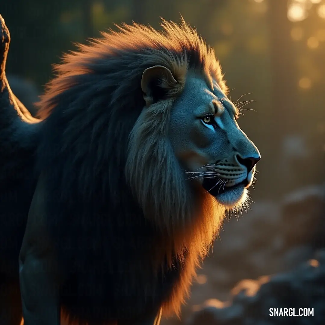 In the heart of an enchanting forest at sunset, a serene Simorgh finds its place, rays of golden sunlight shining through the lush foliage, enhancing the mystique surrounding this majestic creature.
