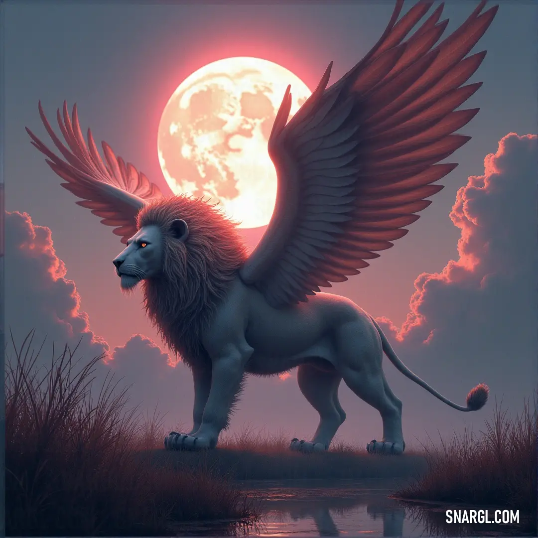 The Simurgh of the Moon spreads its wings wide, bathed in the radiant glow of a full moon. The serene waters reflect its majestic form, creating an aura of calm yet powerful beauty under the vast night sky.