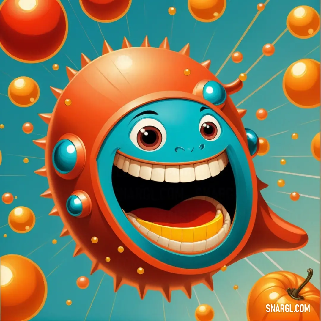 Sinopia color example: Cartoon character with a big smile on his face and a lot of bubbles around him