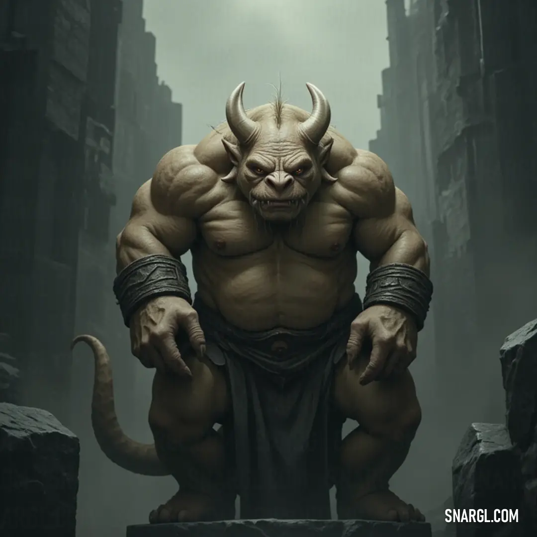 An imposing figure of Skol, crowned with powerful horns, showcasing a unique face that reflects his fierce persona. A fierce Skol adorned with majestic horns, displaying a fierce expression on his face, embodying strength and character in a fantastical atmosphere.