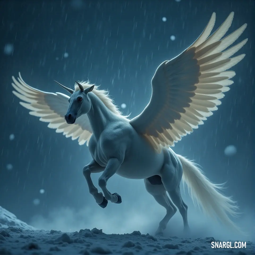 A white-winged Skyglider races through the rain, wings stretched and body sleek, as water splashes around it in the downpour. A sleek, white Skyglider with large wings spreads its wings wide as it runs through the pouring rain. Its head turns, eyes focused on the path ahead, embodying grace and strength as raindrops stream off its wings.