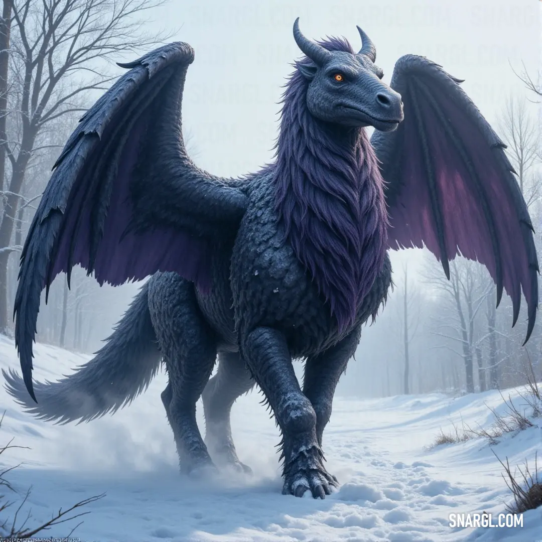 A mighty Large Skystorm stands proud in the snow, wings wide and eyes sharp, exuding an aura of dominance and power. A powerful Large Skystorm stands tall in the snow, its wings fully spread. Its fierce, wide-open eyes convey a deep intensity, as it commands the frozen world around it.