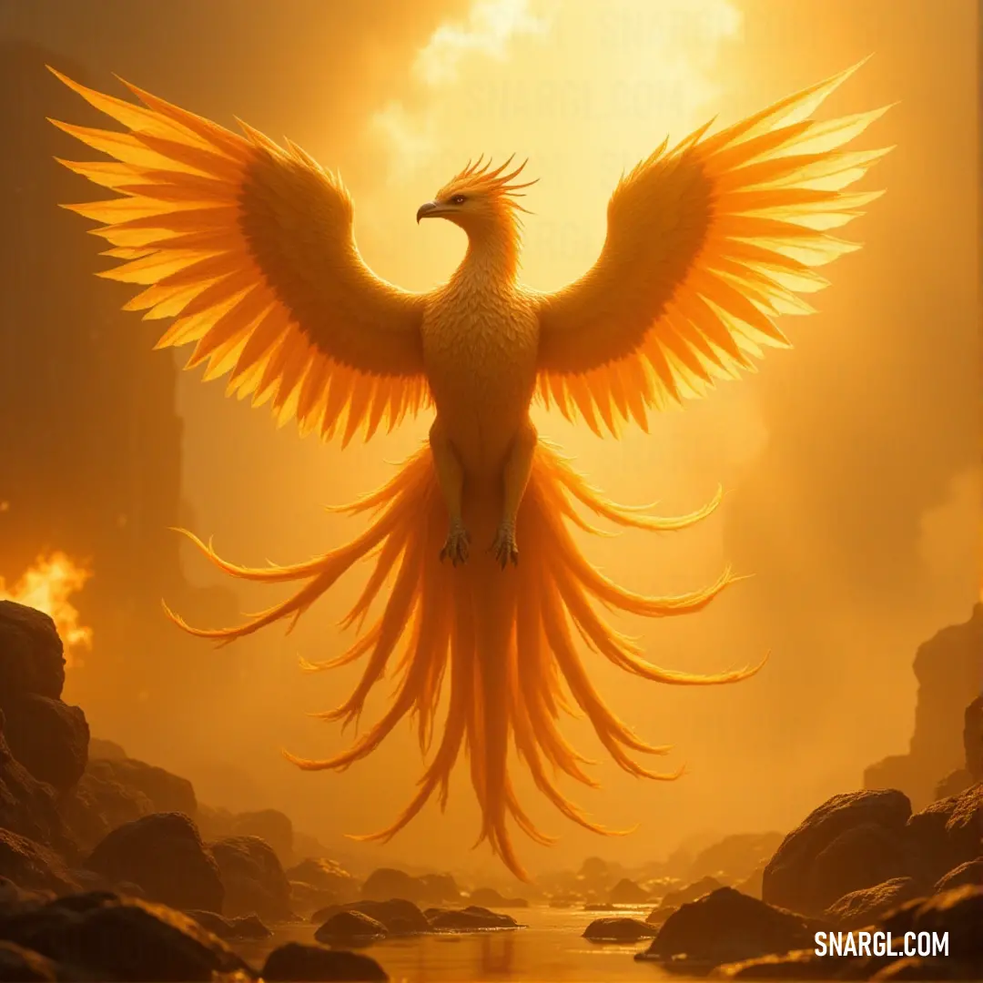 A serene bird with yellow feathers stands atop a rock on a beach, bathed in the golden glow of the setting sun as the waves crash softly in the distance. A bird with soft yellow feathers stands proudly on a rocky beach, with the golden sun setting behind it. The sun’s rays cast a warm glow over the creature and the rugged coastline, highlighting the peaceful moment.
