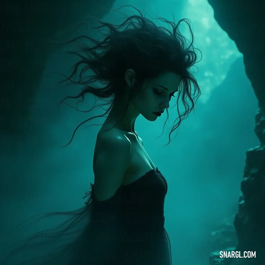 Picture with primary colors of Dark cyan, Onyx, Deep jungle green, Pine Green and Dark green