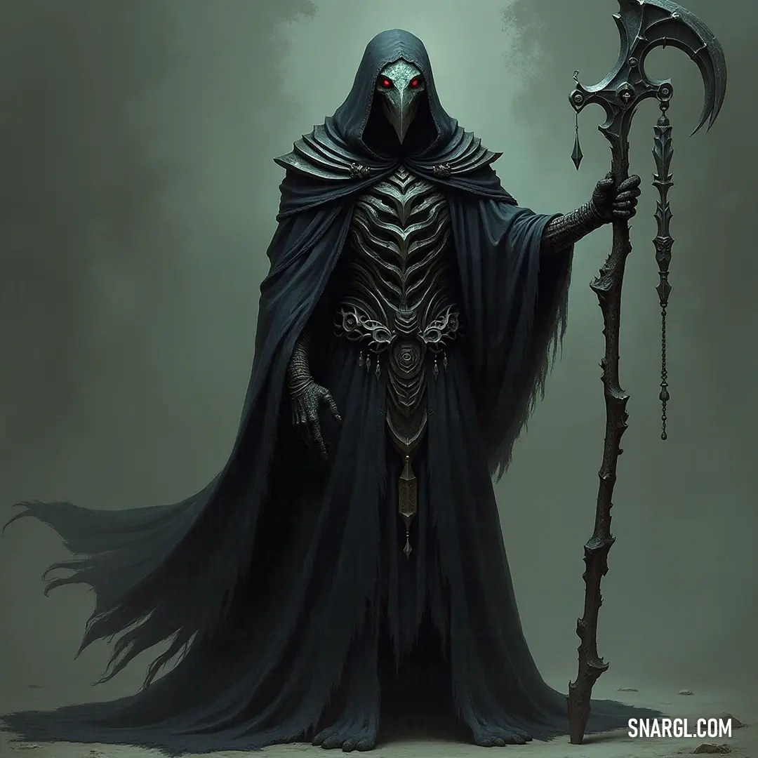Grimter holding multiple sceptacles, shrouded in mystery. Grimter, with a sceptacle resting on his arm, stands amidst darkened surroundings, holding yet another sceptacle - his appearance evoking curiosity and ancient wisdom.