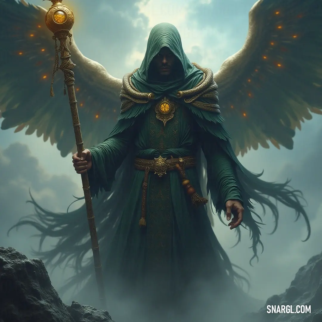 The Soulstalker, with its formidable wings and staff, conjures an aura of enchantment, balancing the forces of light and darkness as it stands ready for action. A striking Soulstalker, adorned with wings and wielding a staff, radiates mystical energy, embodying the delicate dance between light and shadow in a captivating portrayal of power.