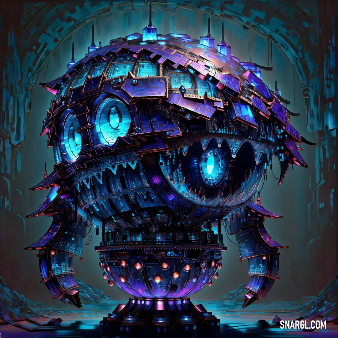 Spiro Disco Ball color. Futuristic looking object with a lot of lights on it's face and eyes