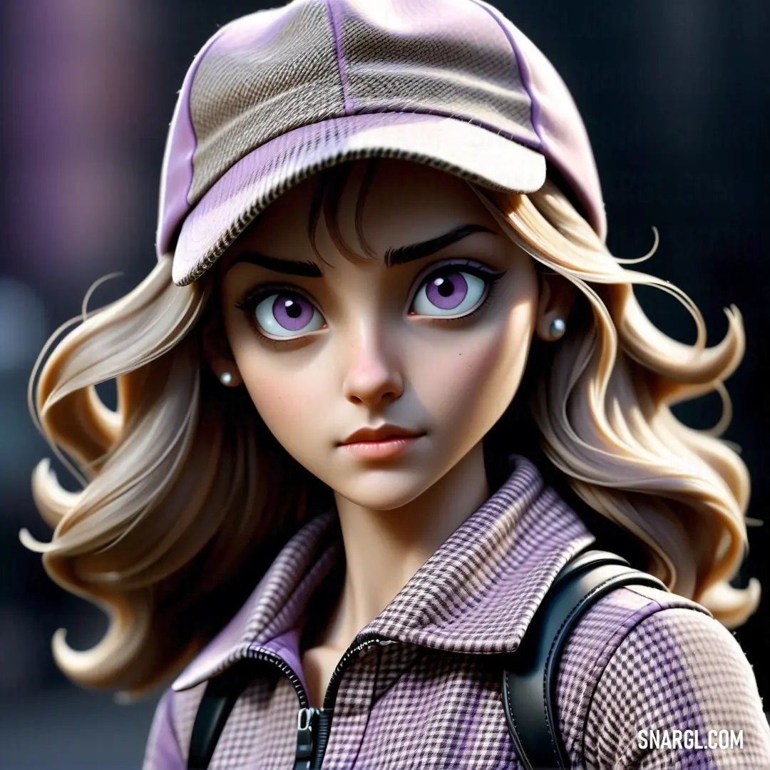 Cartoon girl with a hat and backpack on her shoulder