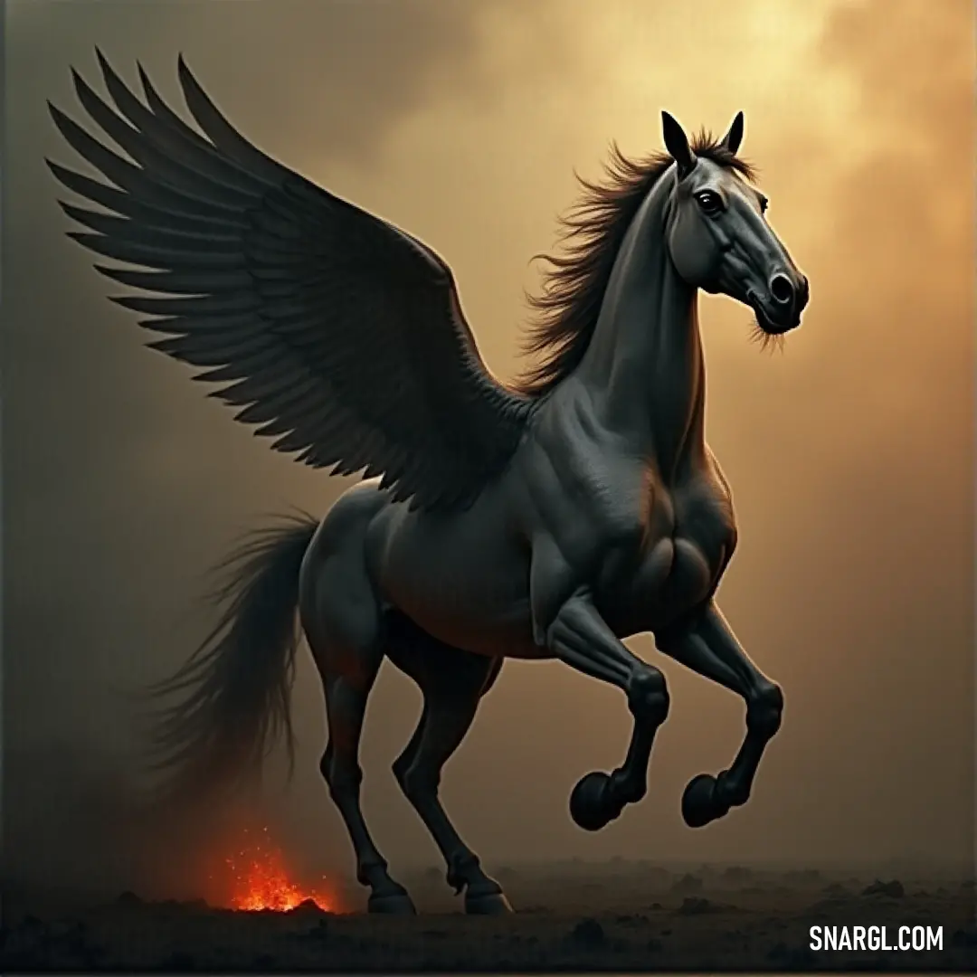 Starburst with wings dashes through the desert at dawn, the dark sky and glowing horizon highlighting its swift movement across the barren landscape. Starburst with wings races across the desert at dawn, the dark sky overhead contrasting with the glowing orange and pink of the horizon. The wind kicks up the sand, adding a sense of speed and adventure to the scene, as the creature charges through the va