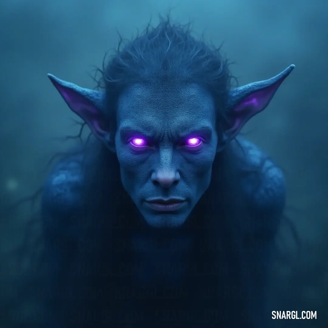 A stargazer with blue hair and glowing eyes, emerging hauntingly from the depths of the night. A stargazer with striking blue hair and glowing eyes, brings a haunting beauty as she emerges from the shadows of the night, showcasing an alluringly fierce visage.