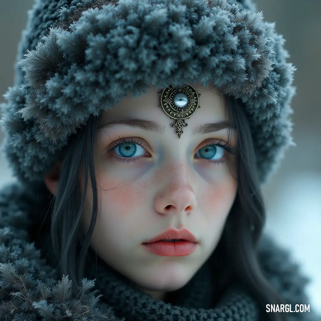 In a moment of celestial reflection, the Stellar Oracle, wearing a stylish hat and bright scarf, exudes wisdom through her striking blue eyes and a splendid brooch, a beacon of cosmic knowledge in her ensemble. With piercing blue eyes, the Stellar Oracle stands confidently, adorned in a stylish hat and scarf, a radiant brooch reflecting her wisdom as she embodies the essence of celestial knowledge amidst her enchanting attire.