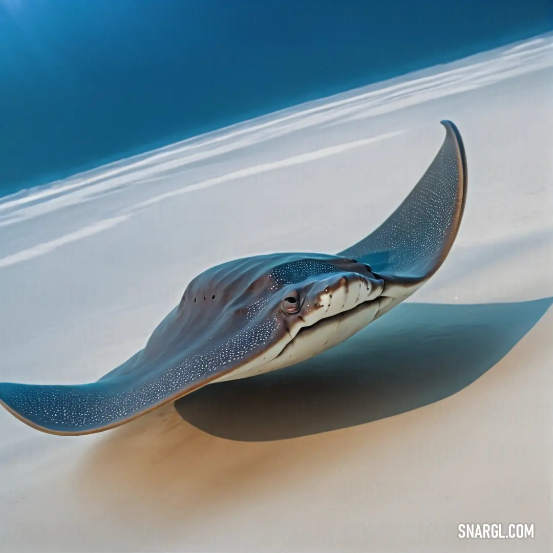 Large stingper is laying on the sand in the ocean with its mouth open