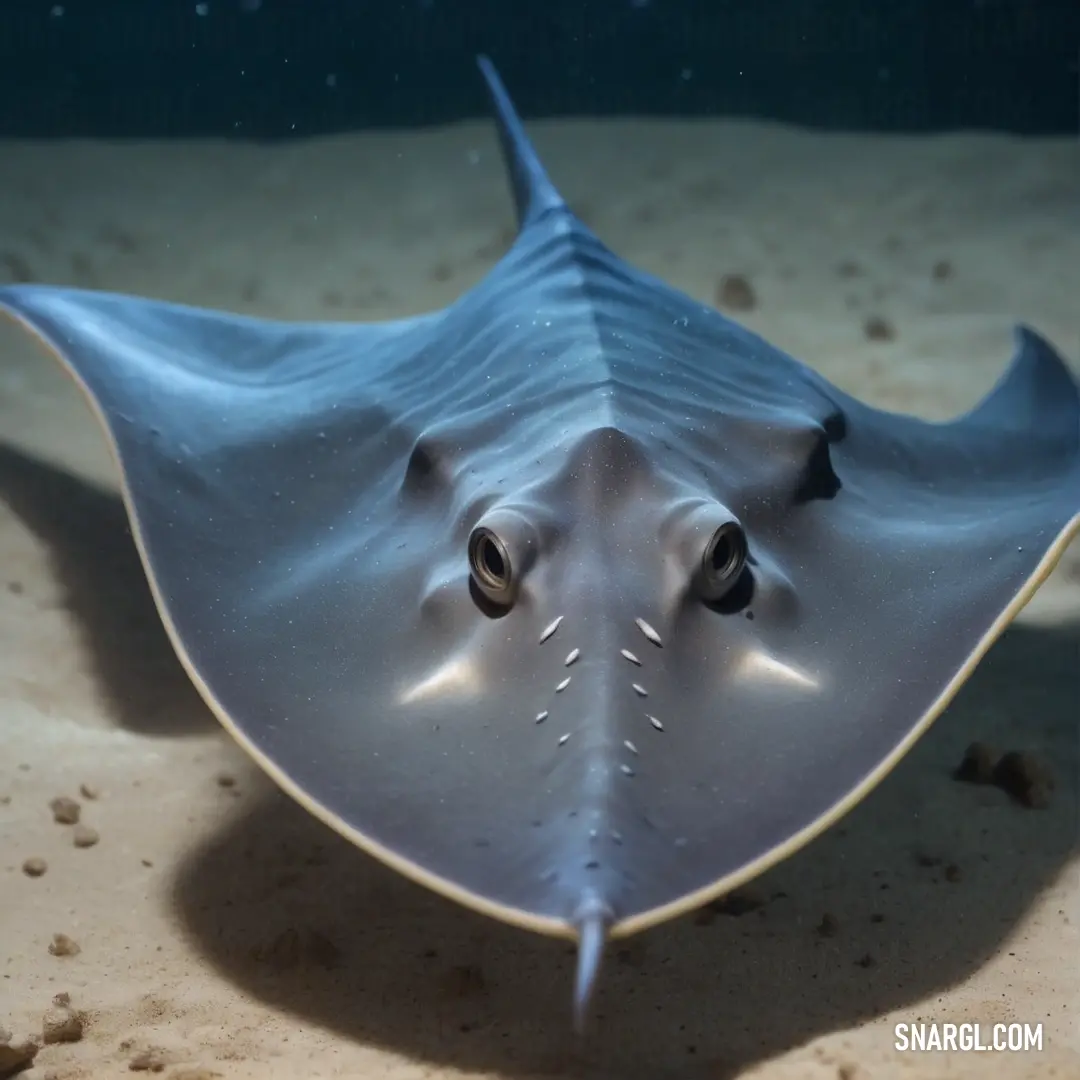 Stingfish with a long nose and a long tail swimming in the ocean water with sand and gravel