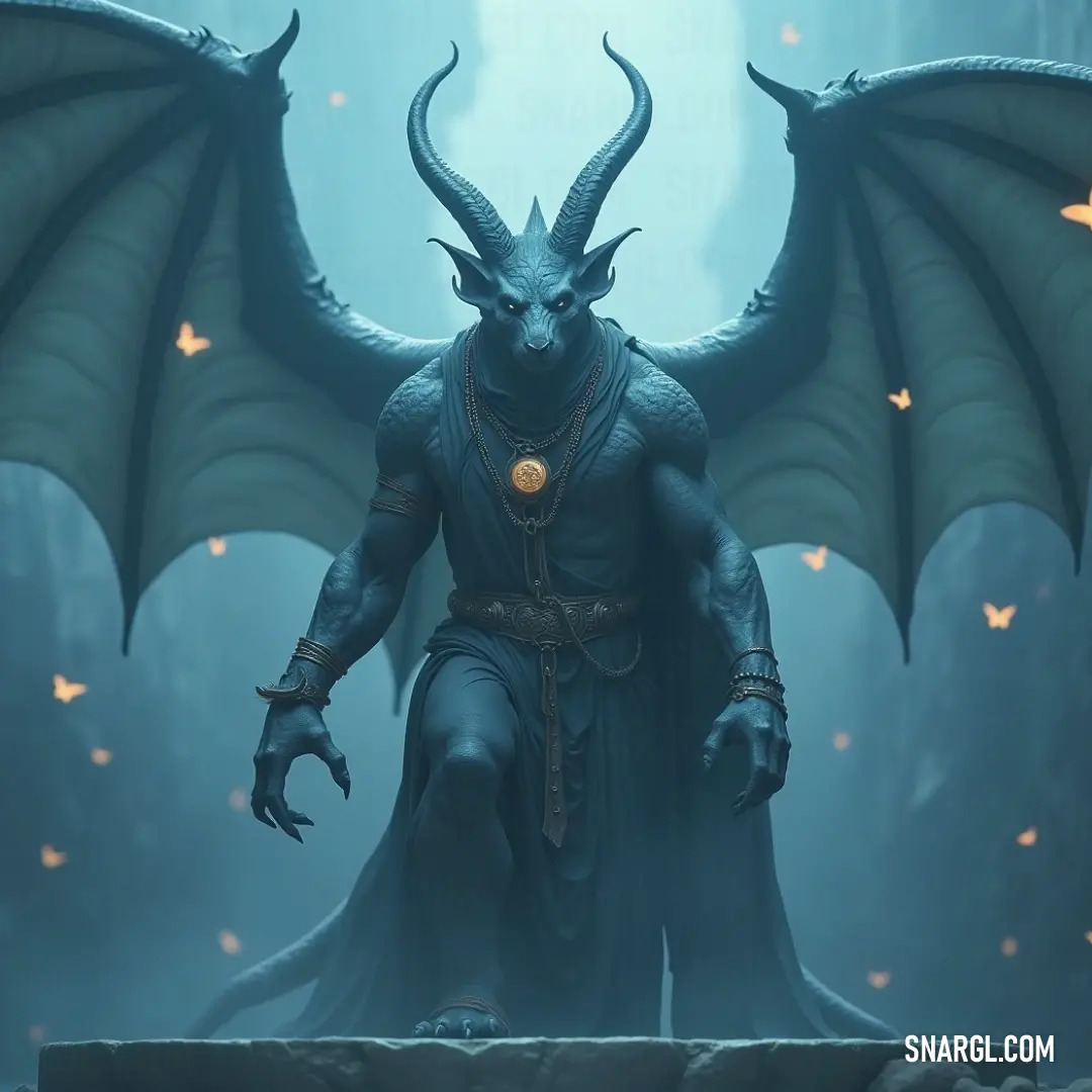 The Stonelord in his rugged cave domain, surrounded by elusive bats, with a luminous orb highlighting his formidable presence. A formidable Stonelord, adorned with majestic horns and an ornate ring atop his head, stands in a mysterious cave where bats flit through the shadows, while a celestial orb casts an ethereal glow from above, illuminating the rugged stone walls.