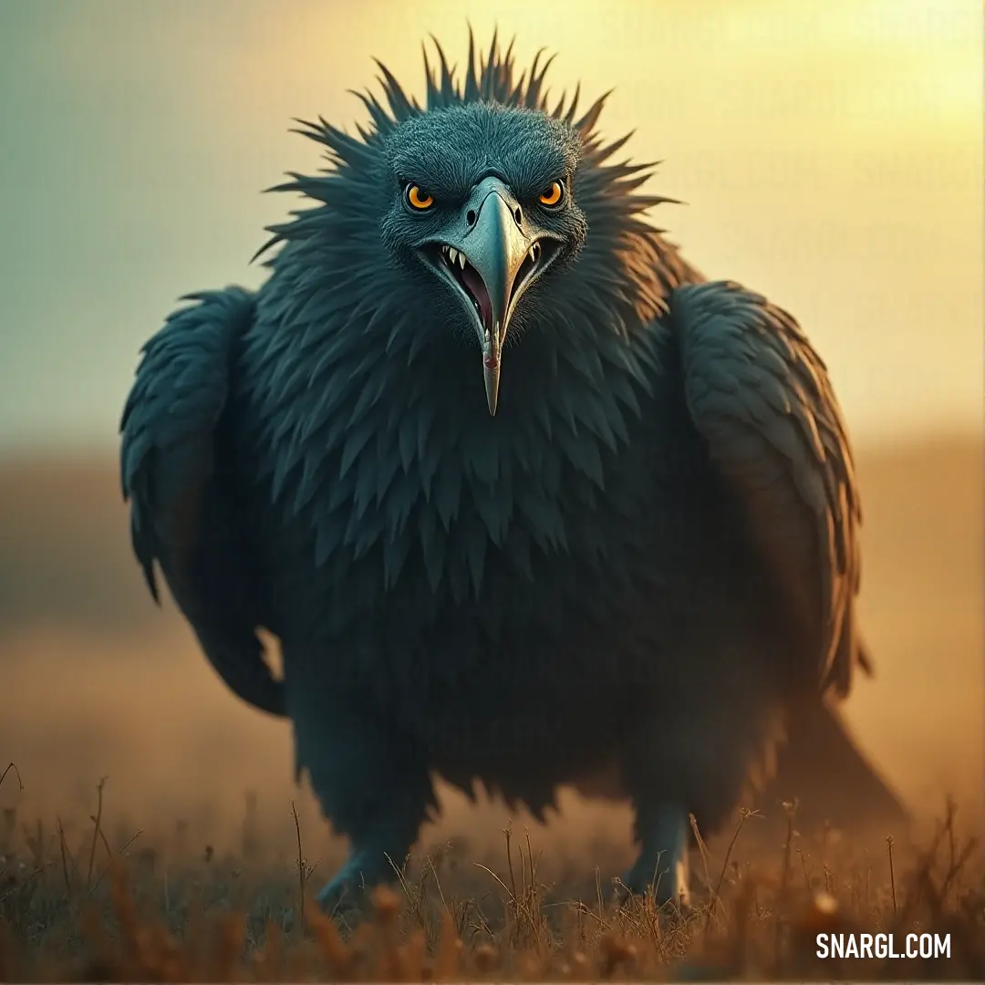 A large, formidable bird with an impressively long beak stands in the open air. Its beak stretches far beyond what one would expect, giving it an almost mythical presence. The bird’s sharp features and commanding stance make it appear both elegant 