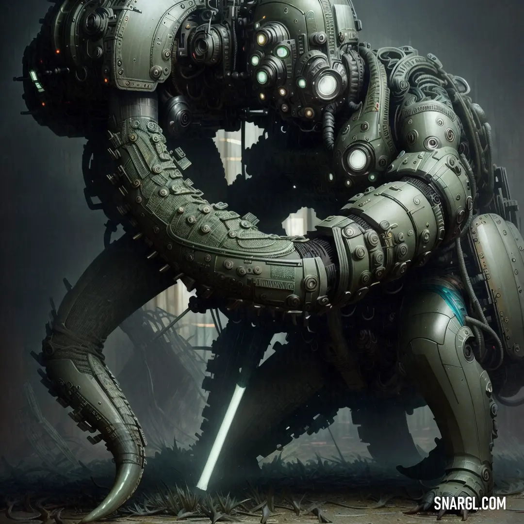 Futuristic creature with a large arm and legs