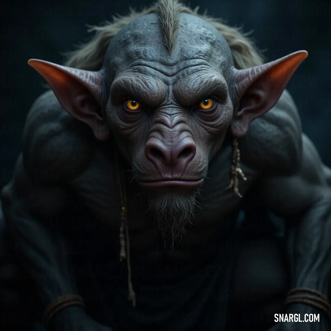 An intriguing figure with unusual facial features and distinctive ears gazes thoughtfully into the distance. Its curious expression invites viewers to ponder the mysteries of the world, as natural surroundings enhance its peculiarity and charm.