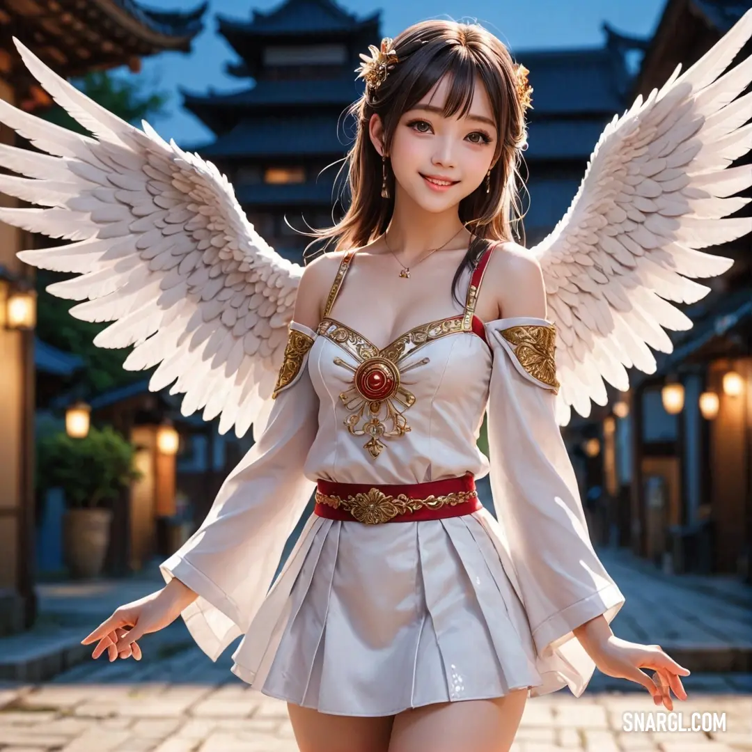 Tennin dressed in a costume with wings on her head