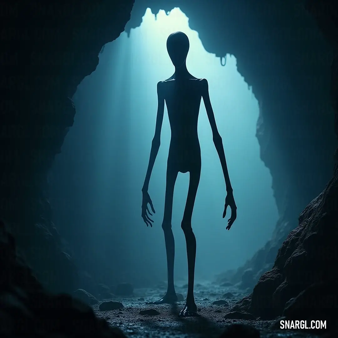 A chilling figure in a cave shines under the faint light, surrounded by shadows that hint at untold stories lurking deeper within the heart of darkness. In an ancient cave, a creepy figure emerges, illuminated by a distant glimmer of light. The surrounding darkness holds a palpable tension, drawing the viewer into a world filled with secrets lurking just out of sight.