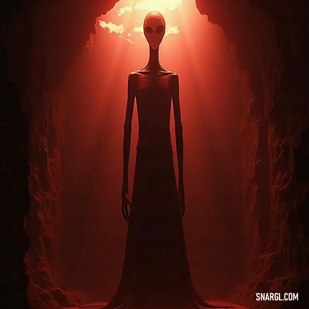 The Anomaly stands poised in a cave, bathed in a mysterious light that emanates from behind her. The cave's rugged walls frame her figure, blending the natural and the otherworldly in a scene that ignites the imagination.
