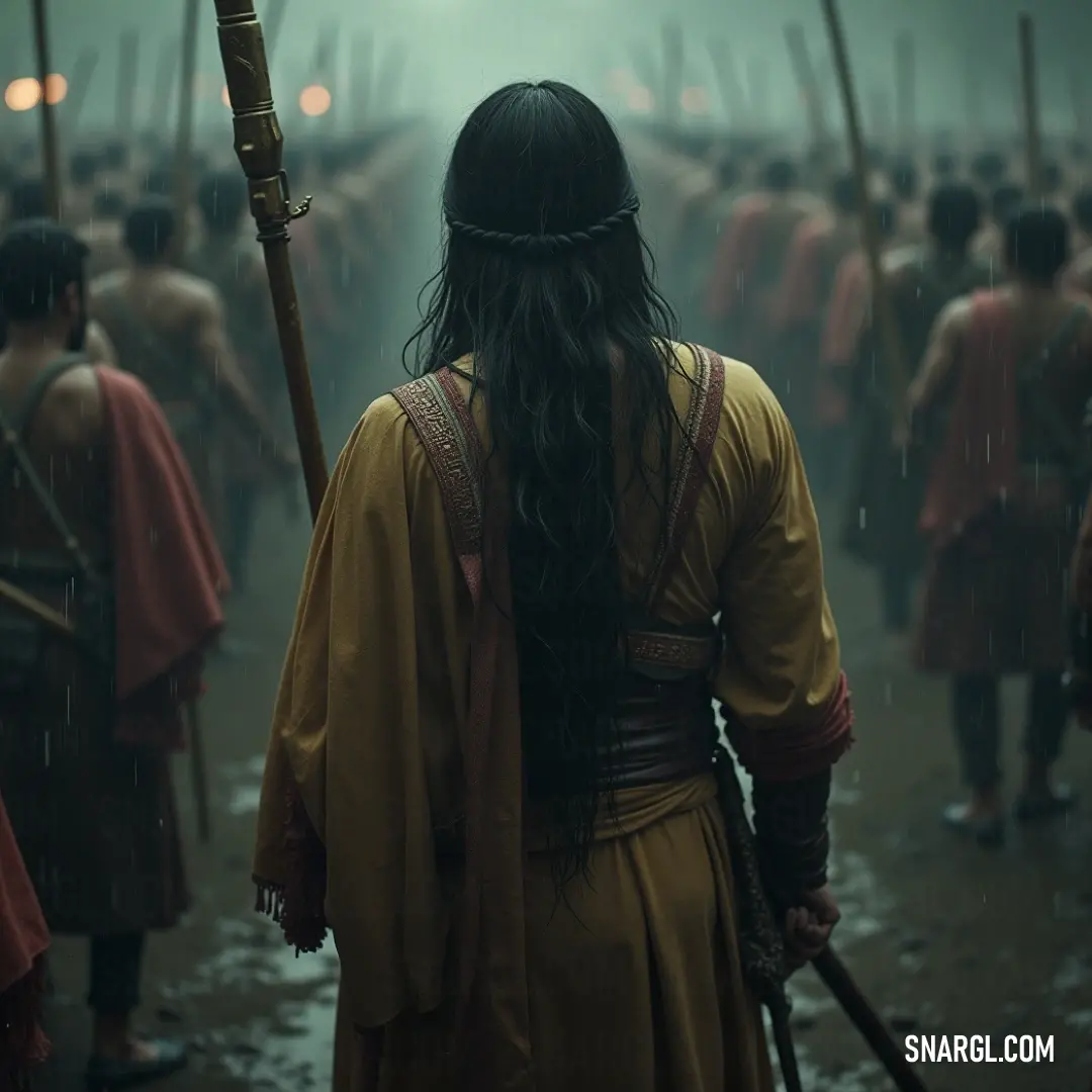 Draped in vibrant yellow, The Chosen One walks boldly forward, sword in hand, rallying a crowd behind her, embodying the spirit of adventure and inspiring unity against looming challenges. The Chosen One, donned in striking yellow attire, strides confidently with a sword in hand, flanked by an eager crowd, as anticipation for adventure pulses through the air, a testament to her leadership and bravery.
