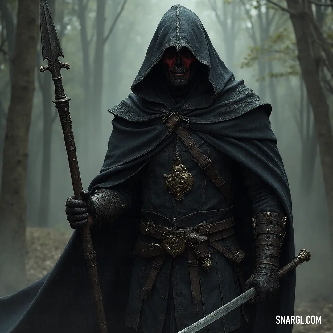 Beneath the ethereal canopy of a foggy forest, the Dark Harvester readies himself, gripping a sword and shield. His vigilant stance amidst the looming trees speaks of battles fought and tales lost to the mist of time. Within a fog-laden forest, the Dark Harvester stands poised, wielding a sword and shield. The ethereal trees surround him, their silhouettes adding to the mystique of the scene as he prepares to confront any unseen foes lurking nearby.